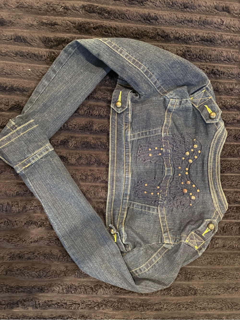 Women’s Dark Blue Denim Jeans with Stud Embellishments